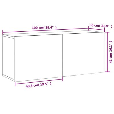 vidaXL betonszürke falra szerelhető TV-szekrény 100 x 30 x 41 cm