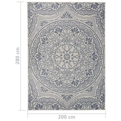 vidaXL kék mintás lapos szövésű kültéri szőnyeg 200 x 280 cm