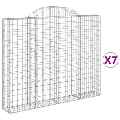 vidaXL 7 db íves horganyzott vas gabion kosár 200x30x160/180 cm