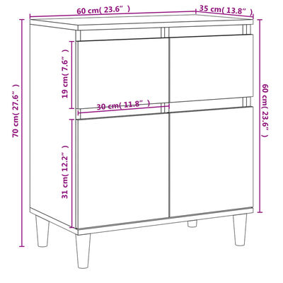 vidaXL barna tölgy színű szerelt fa tálalószekrény 60 x 35 x 70 cm