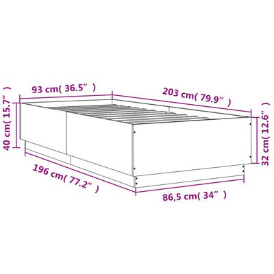 vidaXL füstös tölgy színű szerelt fa ágykeret 90 x 200 cm