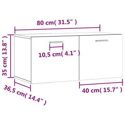 vidaXL betonszürke szerelt fa faliszekrény 80 x 36,5 x 35 cm