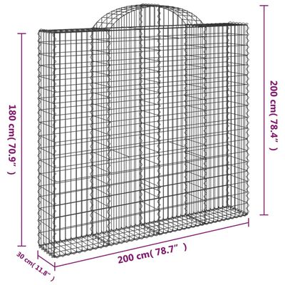 vidaXL 3 db íves horganyzott vas gabion kosár 200x30x180/200 cm