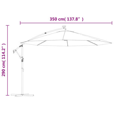 vidaXL homokszínű konzolos kerti napernyő LED-del és fémrúddal 350 cm