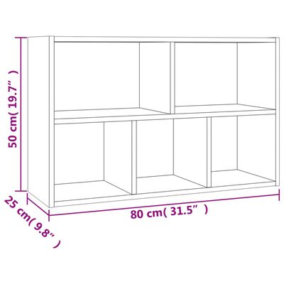 vidaXL füstös tölgy színű szerelt fa könyv-/tálalószekrény 50x25x80 cm