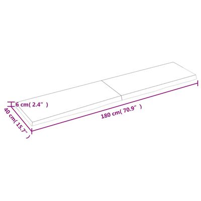 vidaXL sötétbarna kezelt tömör tölgyfa asztallap 180x40x(2-6) cm