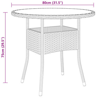 vidaXL 3 részes fekete polyrattan kerti étkezőgarnitúra