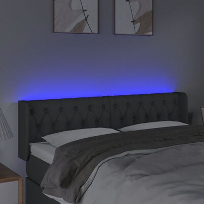 vidaXL sötétszürke szövet LED-es fejtámla 163 x 16 x 78/88 cm