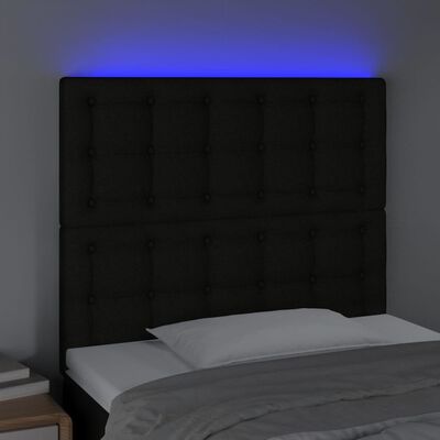 vidaXL fekete szövet LED-es fejtámla 90x5x118/128 cm