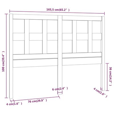 vidaXL fehér tömör fenyőfa ágyfejtámla 165,5 x 4 x 100 cm