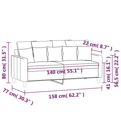 vidaXL kétszemélyes barna bársony kanapé 140 cm