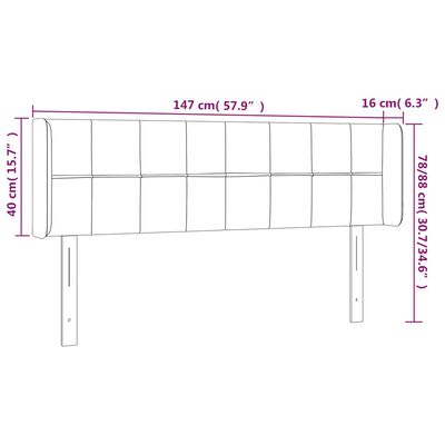 vidaXL krémszínű szövet LED-es fejtámla 147 x 16 x 78/88 cm