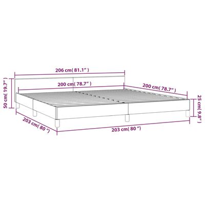 vidaXL sötétszürke bársony ágykeret fejtámlával 200 x 200 cm