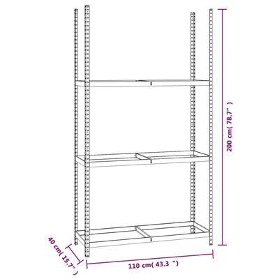 vidaXL ezüstszínű 3-rétegű acél gumiabroncstartó 110x40x200 cm