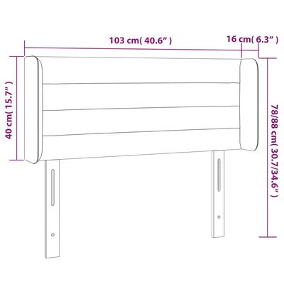 vidaXL zöld szövet LED-es fejtámla 103 x 16 x 78/88 cm