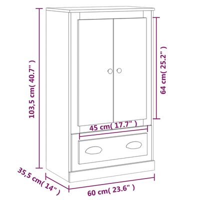 vidaXL szürke sonoma szerelt fa magasszekrény 60x35,5x103,5 cm