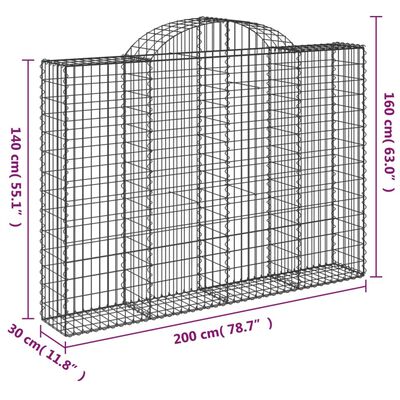 vidaXL 25 db íves horganyzott vas gabion kosár 200x30x140/160 cm