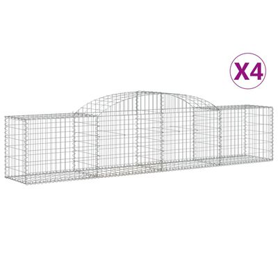 vidaXL 4 db íves horganyzott vas gabion kosár 300x50x60/80 cm