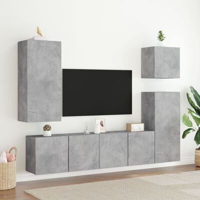 vidaXL 2 db betonszürke falra szerelhető TV-szekrény 80 x 30 x 41 cm