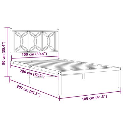 vidaXL fehér fém ágykeret fejtámlával 100x200 cm