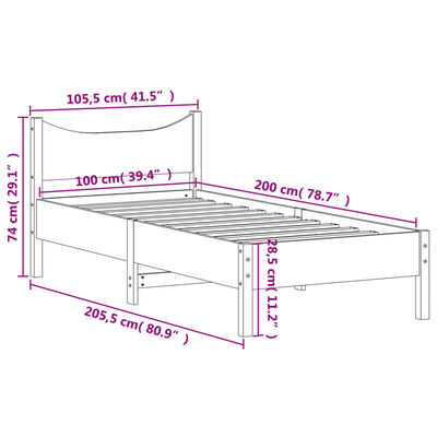 vidaXL fehér tömör fenyőfa ágy matrac nélkül 100 x 200 cm