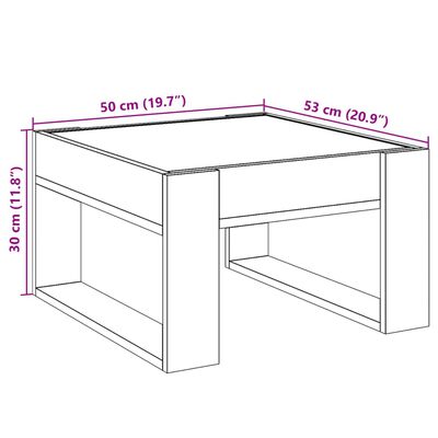 vidaXL szürke sonoma végtelen hatású LED-es dohányzóasztal 50x53x30 cm