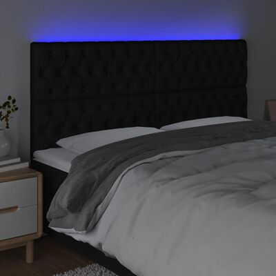 vidaXL fekete szövet LED-es fejtámla 180x7x118/128 cm