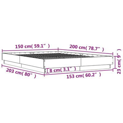 vidaXL barna tölgyszínű szerelt fa ágykeret 150 x 200 cm