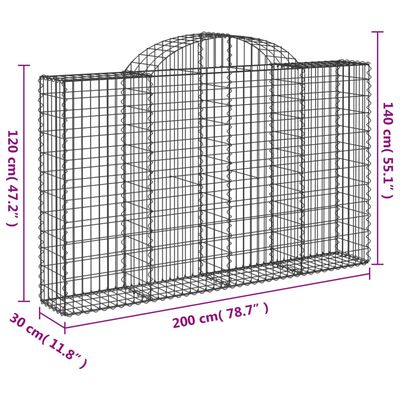 vidaXL 9 db íves horganyzott vas gabion kosár 200x30x120/140 cm