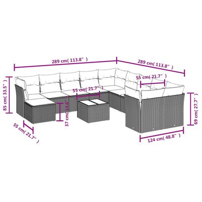 vidaXL 12 részes szürke polyrattan kerti ülőgarnitúra párnákkal