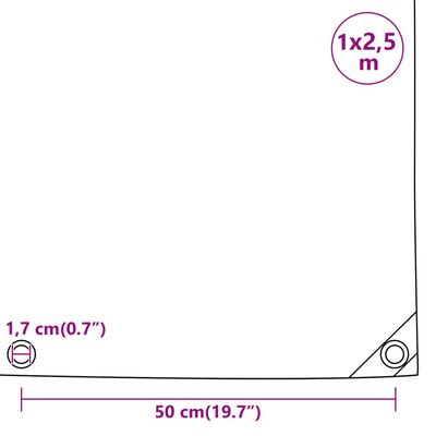 vidaXL fehér ponyva 1 x 2,5 m 650 g/m²