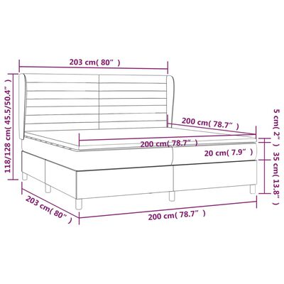 vidaXL kék szövet rugós ágy matraccal 200 x 200 cm