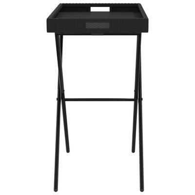 vidaXL fekete összecsukható polyrattan tálcaasztal 65 x 40 x 75 cm