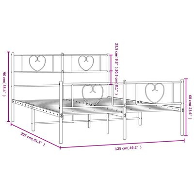 vidaXL fekete fém ágykeret fej- és lábtámlával 120 x 200 cm