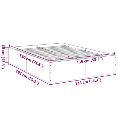 vidaXL fekete szerelt fa ágykeret 135 x 190 cm