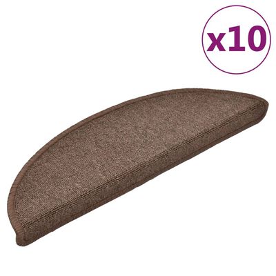 vidaXL 10 db kávébarna lépcsőszőnyeg 56x17x3 cm