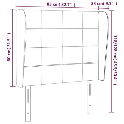 vidaXL fekete bársony fejtámla szárnyakkal 83 x 23 x 118/128 cm