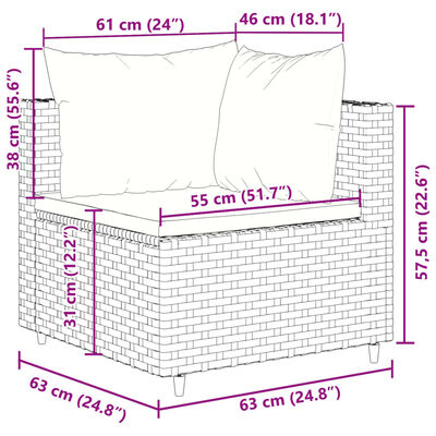 vidaXL 5 részes barna polyrattan kerti ülőgarnitúra párnákkal