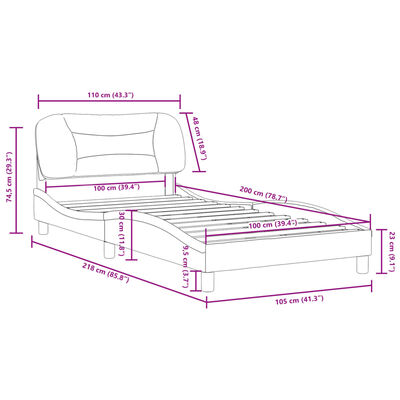 vidaXL cappuccino színű műbőr ágykeret fejtámlával 100x200 cm