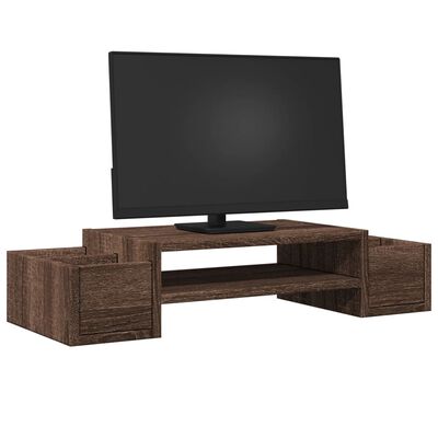 vidaXL barna tölgy szerelt fa monitorállvány tárolóval 70 x 27 x 15 cm