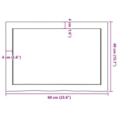 vidaXL kezeletlen tömör tölgyfa asztallap 60x40x(2-4) cm