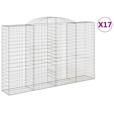 vidaXL 17 db íves horganyzott vas gabion kosár 300x50x180/200 cm