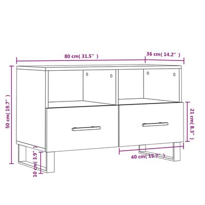 vidaXL fekete szerelt fa TV-szekrény 80 x 36 x 50 cm