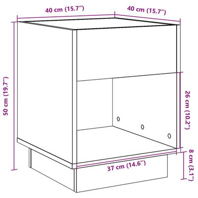 vidaXL szürke sonoma végtelen hatású LED-es éjjeliszekrény 40x40x50 cm