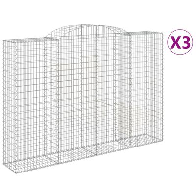 vidaXL 3 db íves horganyzott vas gabion kosár 300x50x200/220 cm