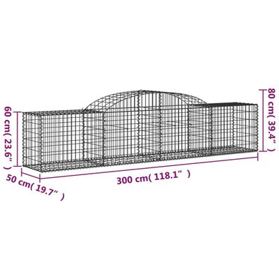 vidaXL 9 db íves horganyzott vas gabion kosár 300x50x60/80 cm