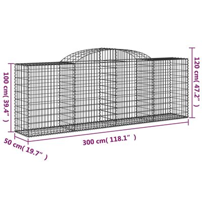 vidaXL 9 db íves horganyzott vas gabion kosár 300 x 50 x 100/120 cm