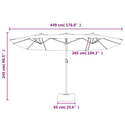 vidaXL homokfehér dupla tetős napernyő LED-ekkel 449x245 cm