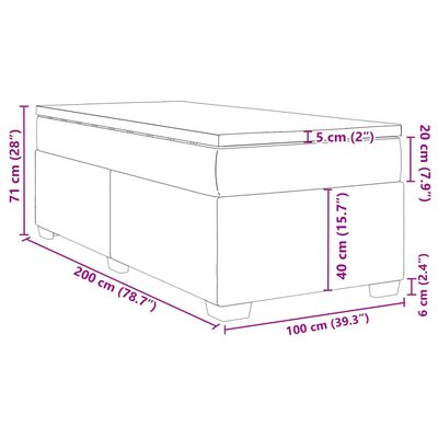 vidaXL sötétszürke bársony rugós ágy matraccal 100 x 200 cm