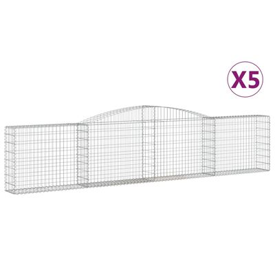 vidaXL 5 db íves horganyzott vas gabion kosár 400x30x80/100 cm